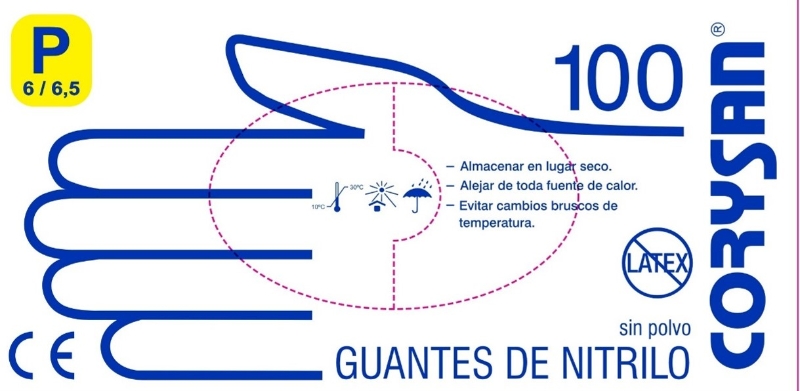 GUANTE NITRILO CORYSAN T Pqño 100 u.